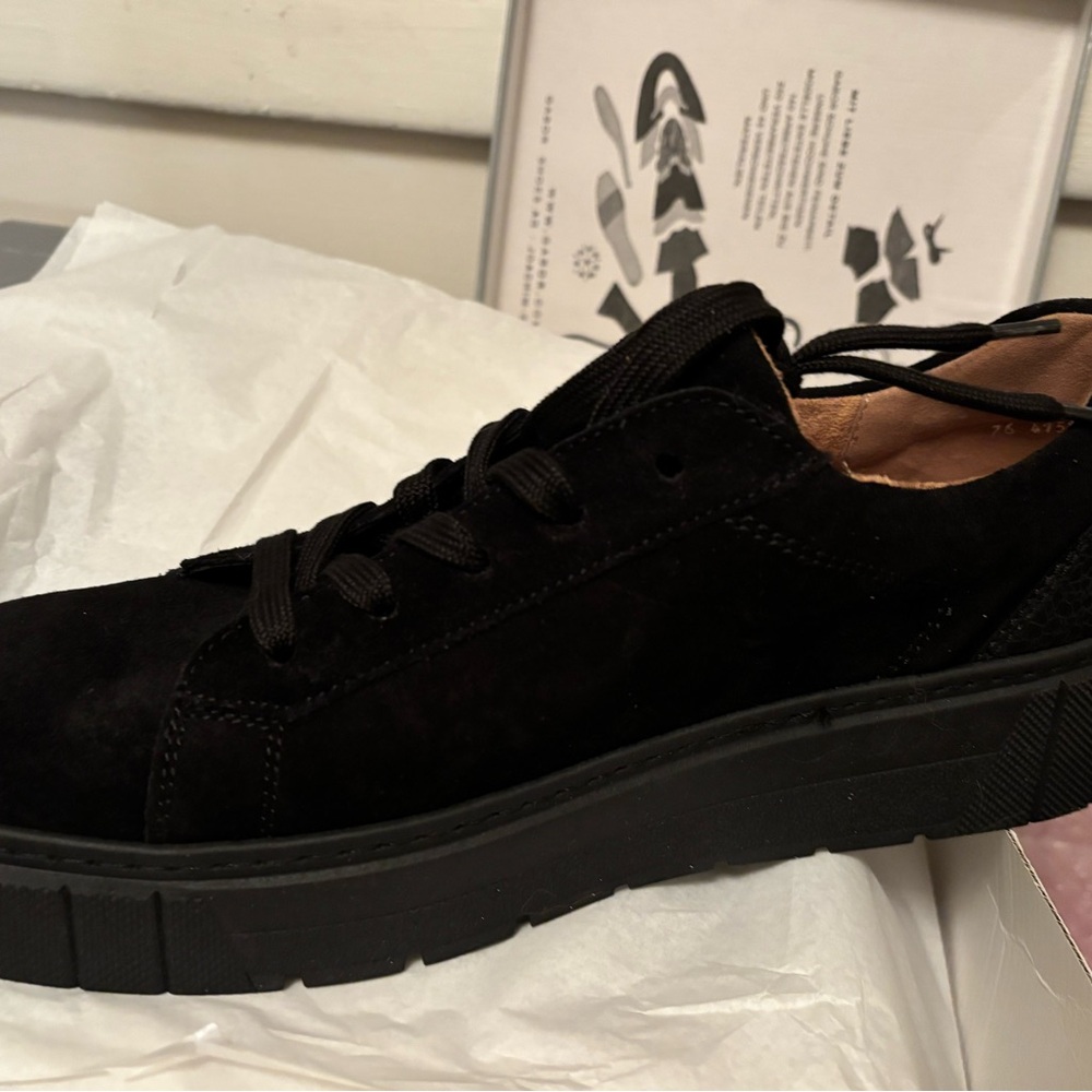 Gabor Black Suede Platform Sneakers